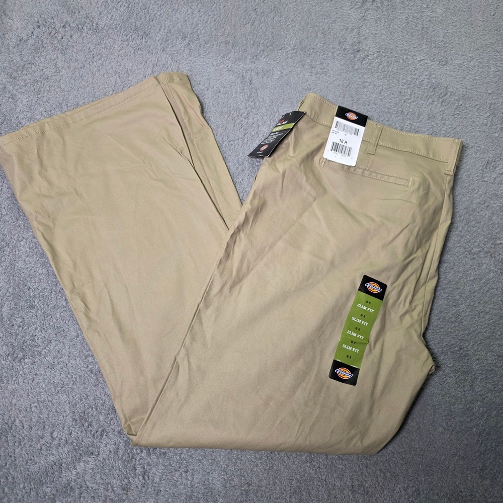 Dickies Womens 18 R Flex Twill Pant Khaki Slim Fit Bootcut FP121DS Desert Sand